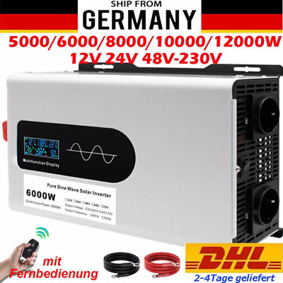 5000W 12000W Max DC 24V AC 230V Reiner Sinus Spannungswandler Wechselrichter-DE