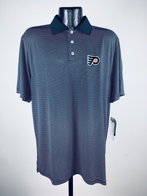 Men s Level Wear NHL Philadelphia Flyers Dunhill Black Polyester Polo Large NWT