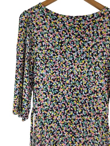 Colourful Wrap Jersey Dress M&Co 3/4 Sleeve Stretch Long Tiered Size 12 - Picture 6 of 10