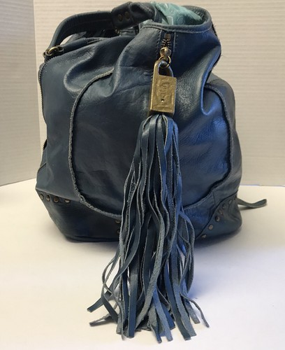 IPA NIMA türkis Leder Hobo Stil Ösen Akzent Reißverschluss Fransen erweiterbar LG Tasche