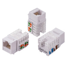 CAT6A Keystone Ethernet Wall Jack Punch Down 45  Angled UTP 45-Degree White lot