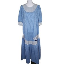 Vintage 60's Liberty House Hawaiian Maxi Dress Ruffle Hem Womens Size L Blue