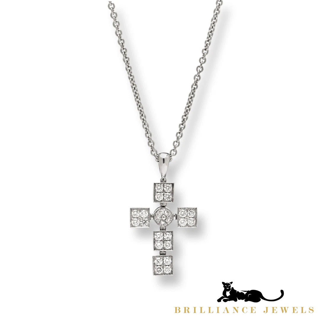 Bvlgari Lucea Cross Diamond Pendant Necklace in 18k White Gold eBay