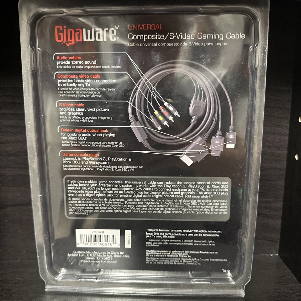 Cabo componente universal para PS2/PS3/XBox360/Wii novo por Gigaware 26-1434 - Imagem 3 de 4