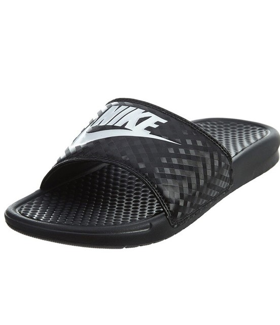 nike benassi slides women's black and white