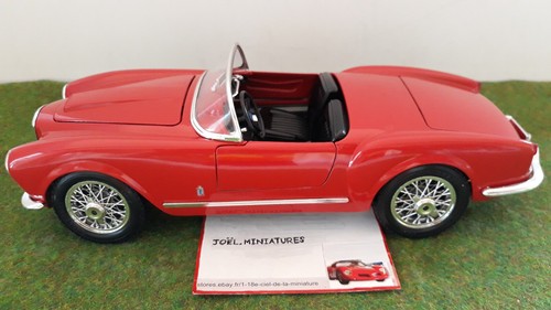 LANCIA AURELIA B24 SPIDER 1955 rouge intérieur noir cabriolet ouvert 1/18 BURAGO - Picture 2 of 8