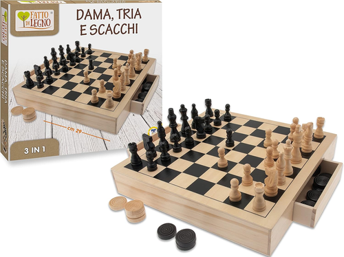 Teorema 40500 - Dama, Scacchi E Tria, Legno, per 2 Giocatori - Foto 4 di 12