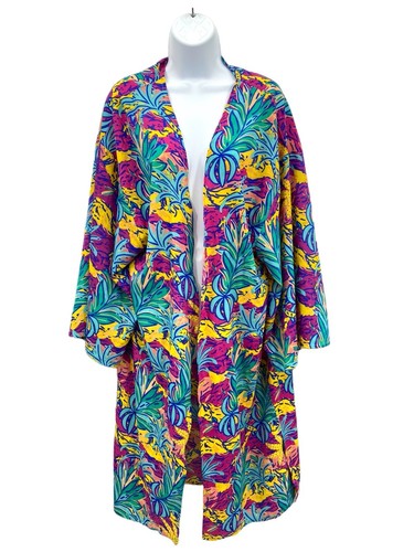 NWT World Market Bright Abstract Print Kimono Open Front Cover Up Duster Artsy