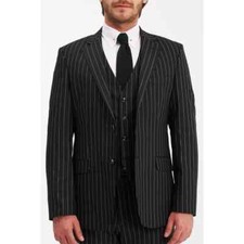 Mens Black Pinstripe 3 Piece Suits for Men