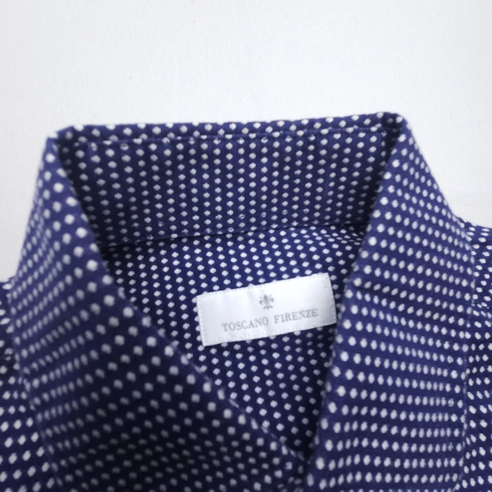 Camisa Toscano Firenze manga larga con botones para hombre pequeña estampado de lunares azul Foto 3 de 4