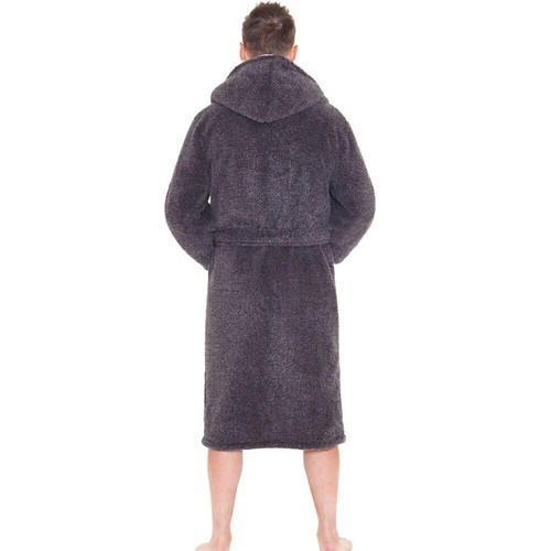Herren Vlies Kapuze Ankleid Badeanzug Bademantel gemütlich S-XXL marinegrau nur das Wesentliche - Bild 11 von 62