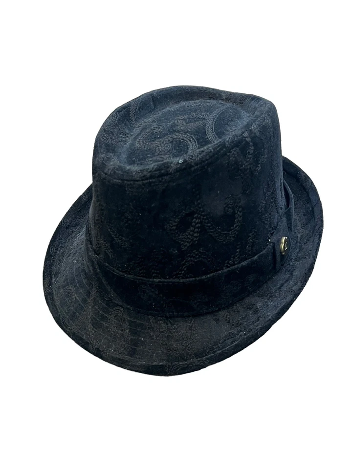 SOMBRERO FEDORA ERIC JAVITS NEW YORK MUJER TERCIOPELO NEGRO BORDADO Foto 2 de 4