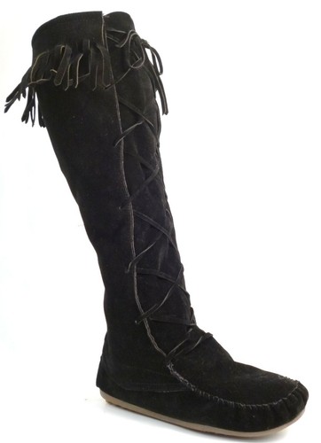 BOTAS DE MUJER BOHO PLANAS CON FLECOS MUKLAK IMITACIÓN GAMUZA TIRÓN HASTA LA RODILLA TALLA - Imagen 17 de 19