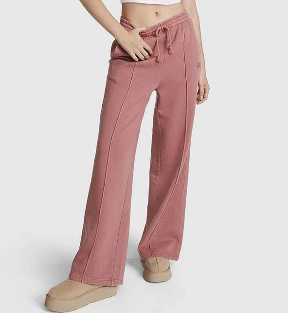 NEW VICTORIA SECRET PINK PREMIUM FLEECE WIDE-LEG PANTS XSMAL