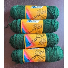 Lot of 4 Vintage National Yarn Crafts Rhapsody Yarn in Hunter Green Acrylic