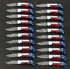 Lot Of 50 PCs Handmade Damascus Steel Folding Knife Pocket Knife With Sheeth