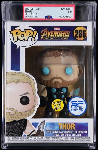 Thor Marvel Avengers: Infinity War GITD SF LE 286 ¡Funko Pop! PSA 8,5 casi nuevo-como nuevo+