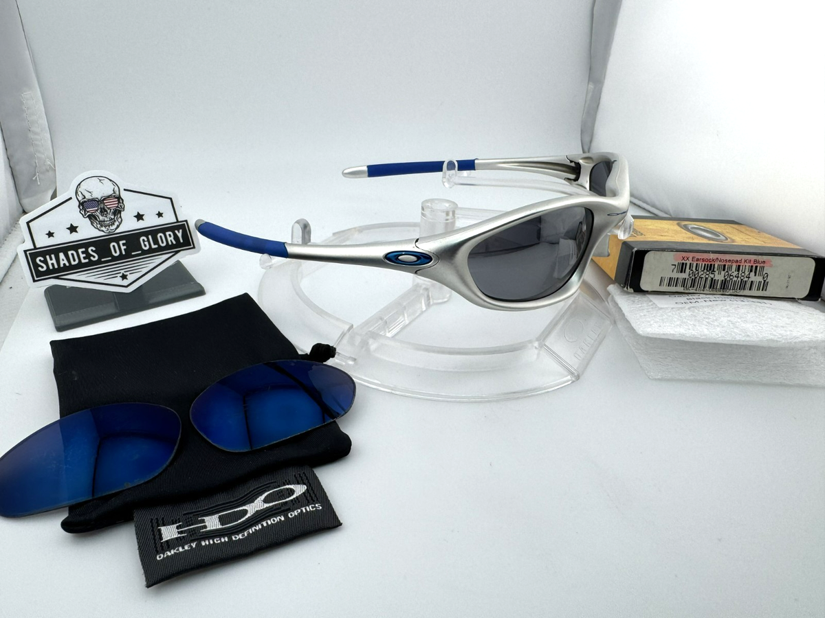 OAKLEY XX TWENTY FMJ 5.56 SILVER BLUE BLACK IRIDIUM SUNGLASSES 04