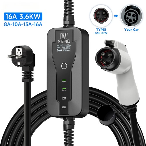 3,6KW 16A Typ2 IEC62196-2 EV Ladegerät Tragbar Typ1 SAE J1772 Elektroladegerät - Bild 11 von 13