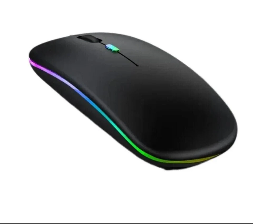 Ultra-thin Silent Rechargeable Wireless Mouse with RGB LED for MacBook Laptop PC - Image 2 of 4