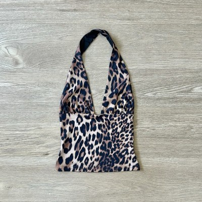White Fox Boutique When I m With You Halter Top - Cheetah, Size XXS