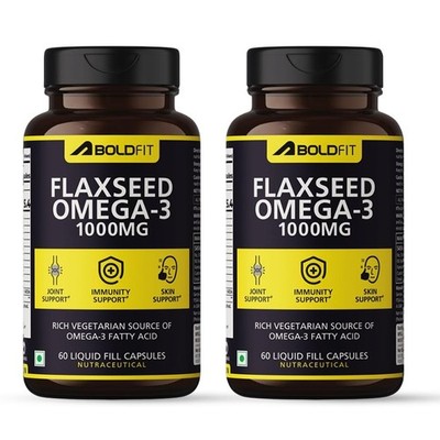 Flaxseed Omega 3 vegetarian Capsule for Skin, Joint, Hair & Immunity (Pack of 2)