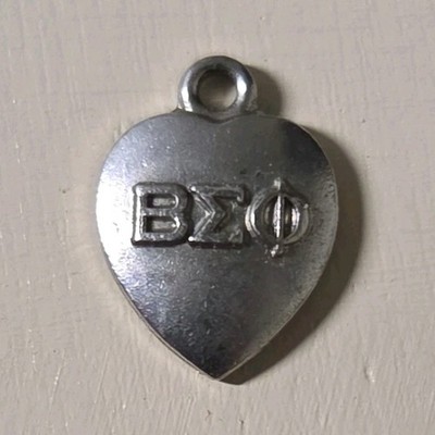 Beta Sigma Phi BΣΦ Heart Charm Pendant, Fraternity & Sorority, 1962