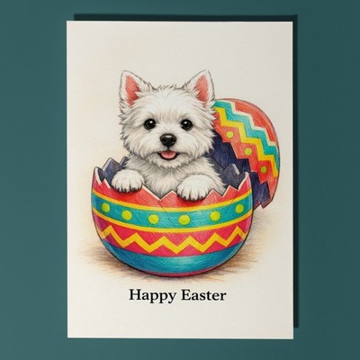 West Highland White Terrier Tag voller Freude! Frohe Ostern Karte personalisiert