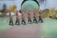 SET OF 6 LEAD TOY GERMAN SEMI-ROUND MARCHING SOLDIERS -UNKNOWN MAKER