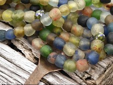 13-16mm Mixed African Recycled Glass Beads 10" Strand 