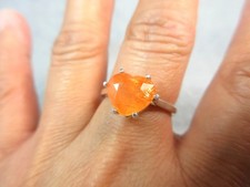 SPESSARTITE GARNET Fanta-orange 925 Sterling Silver Heart Ring 2.91ct SIZED FREE