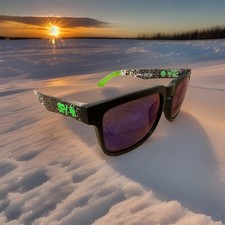 New SPY Optic Helm Sunglasses Green Black Crocodile with Multicolor Lens Unisex