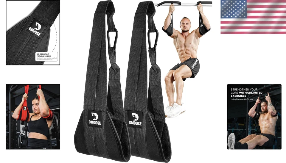 Durable Hanging Ab Straps with Steel Carabiners - Ideal for Home & Gym Workouts - Image 2 of 4