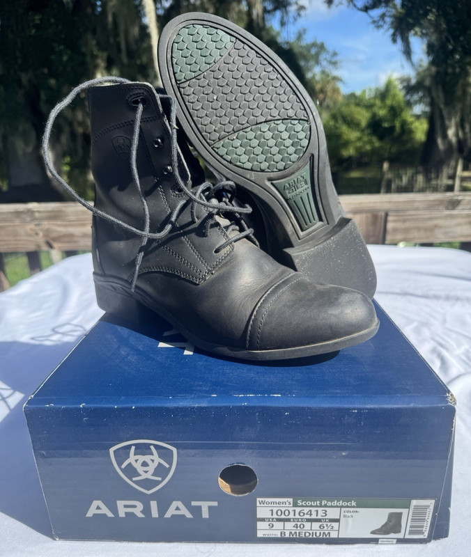 Ariat Scout Paddock Riding Boots Women’s US 9 Black Lace-Up MPN 10016413