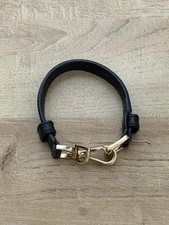 Michael Kors Black Leather Gold Hardware Horsebit Buckle Bracelet
