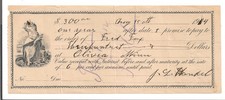 #A0762 Olivia, Minnesota Promissory Note Fred Fox $300.00 Julius Louis Hankel