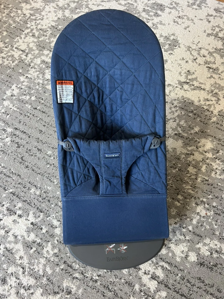 BabyBjörn Bouncer Bliss - Woven Midnight blue(Baby Bjorn), gently used - Image 3 of 4