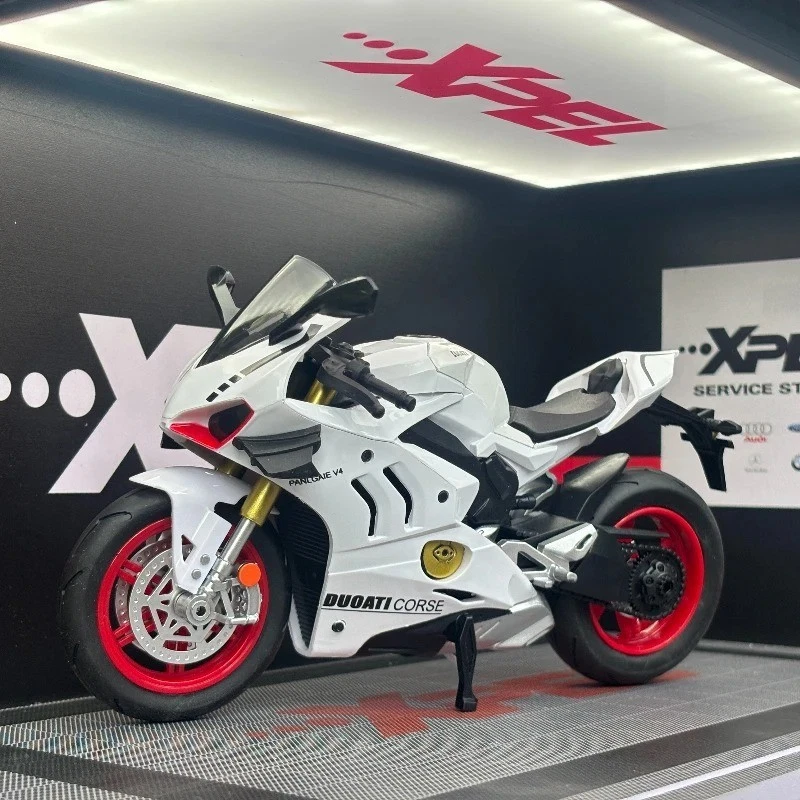 Modelo de motocicleta fundido a presión 1:10 Ducati V4S BMW S1000RR Kawasaki H2R caja blanca Foto 3 de 3