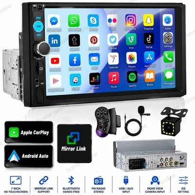 #ad 7quot; Single 1Din Touch Screen Stereo Bluetooth Radio Car Apple Android Carplay GPS $34.99