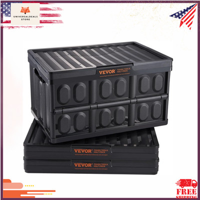 45L Collapsible Storage Bins with Lids 3 Pack Stackable Folding Crates