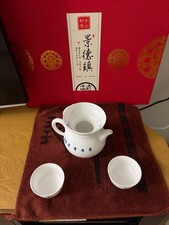 Jingdezhen Chinese Blue White Porcelain Gongfu Tea Set 6 Cups Teapot Boxed