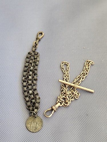 Lotto 2 Porta Orologi Vintage Catena Oro Riempita E Metallo In Condizioni Usate V6 - Foto 12 di 13