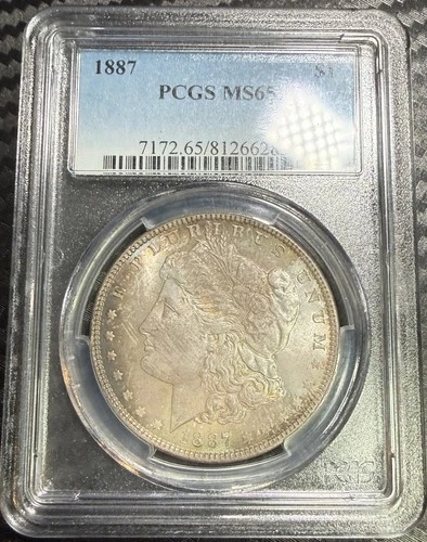 1887 Morgan Silver Dollar - PCGS MS65 Beautiful Obverse and Reverse Toning