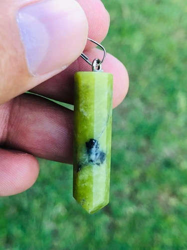 Amazing Natural Stone Serpantine Pendant Stainless Steel Gemstone Pendant - Picture 8 of 11