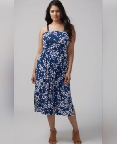 Vestido midi floral sin mangas tubo acanalado Lane Bryant talla 26/28 crucero - Imagen 2 de 9