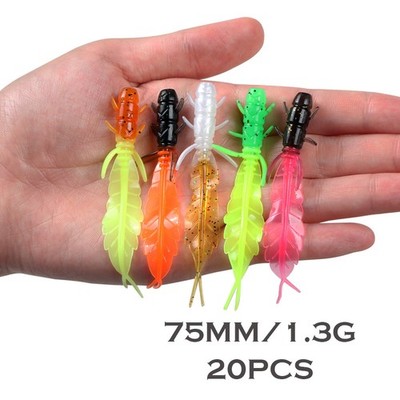 20pc 75cm 1.32g Soft Lures Kit Artificial Creature Baits Soft Fishing Lures Bass