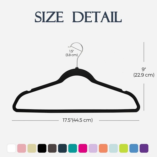 HOUSE DAY Black Velvet Hangers 60 Pack, Premium Clothes Hangers Non-Slip Felt - Picture 7 of 9