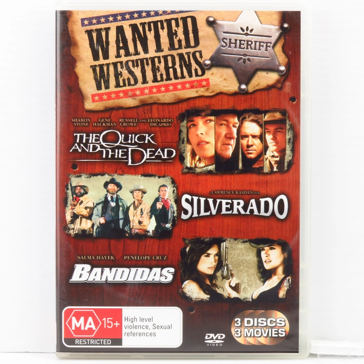 Wanted Westerns 3 Movie Collection Quick and the Dead Silverado Bandidas DVD R4