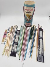 Vtg Knitting Needles Aluminum Plastic Lot Of 60 Various Sizes Plus Barbie Can