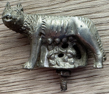 Capitoline Wolf Romulus Remus Roman Figurine Finial Metal Vintage Decor